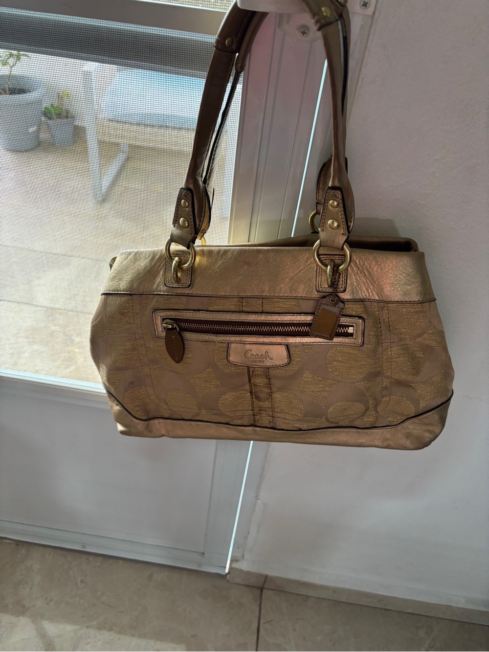 Coach Metallic Gold Signature Shoulder Bag